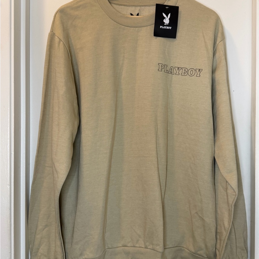 PLAYBOY Men's Beige Crewneck Sweater